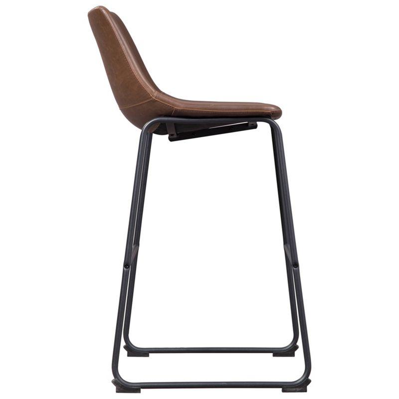 Centiar Pub Height Barstool Brown - Signature Design by Ashley: Faux Leather, Metal Base, Low Back