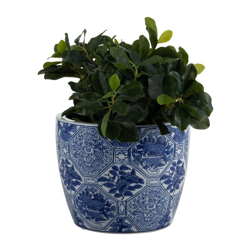 Sagebrook Home 3pc Chinoiserie Ceramic Indoor Outdoor Planter Pots Blue/White: Rust-Resistant, Hand-Painted, No Drainage Holes