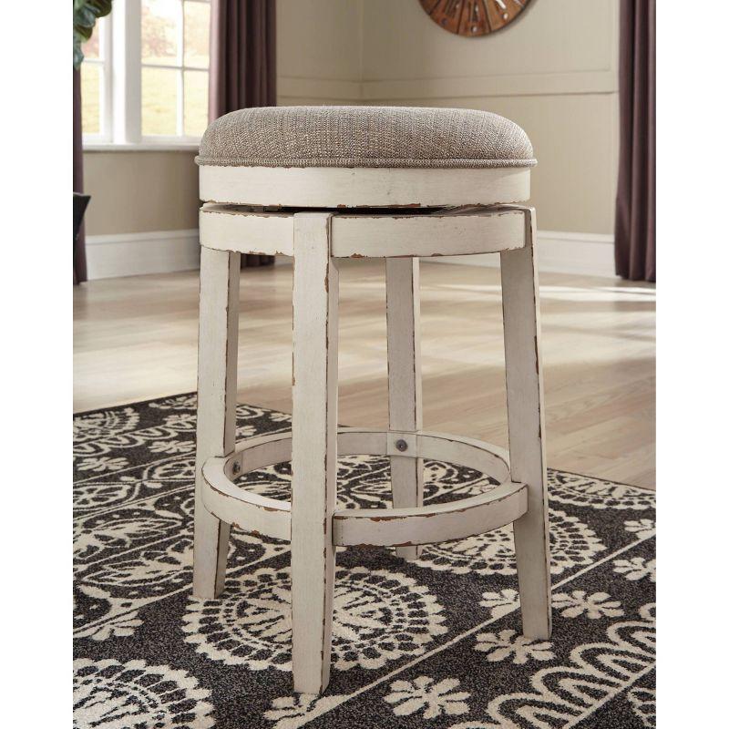 Realyn Upholstered Swivel Counter Height Barstool Beige: Cottage Design, Textured Fabric - Signature Design by Ashley