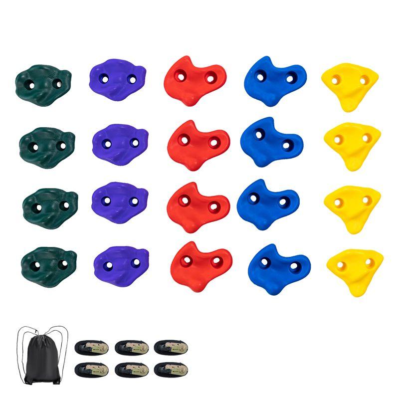 VEVOR Ninja Tree Climbing Kit,20 Tree Climbing Holds and 6 Ratchet Straps,Large Climbing Rocks for Kids and Adults Climber,Various Colors and Shapes