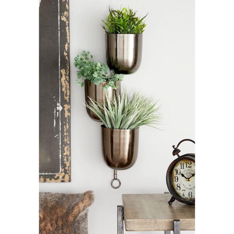 Set of 3 12" Contemporary Indoor/Outdoor Metal Hanging Wall Planter Rack - Olivia & May