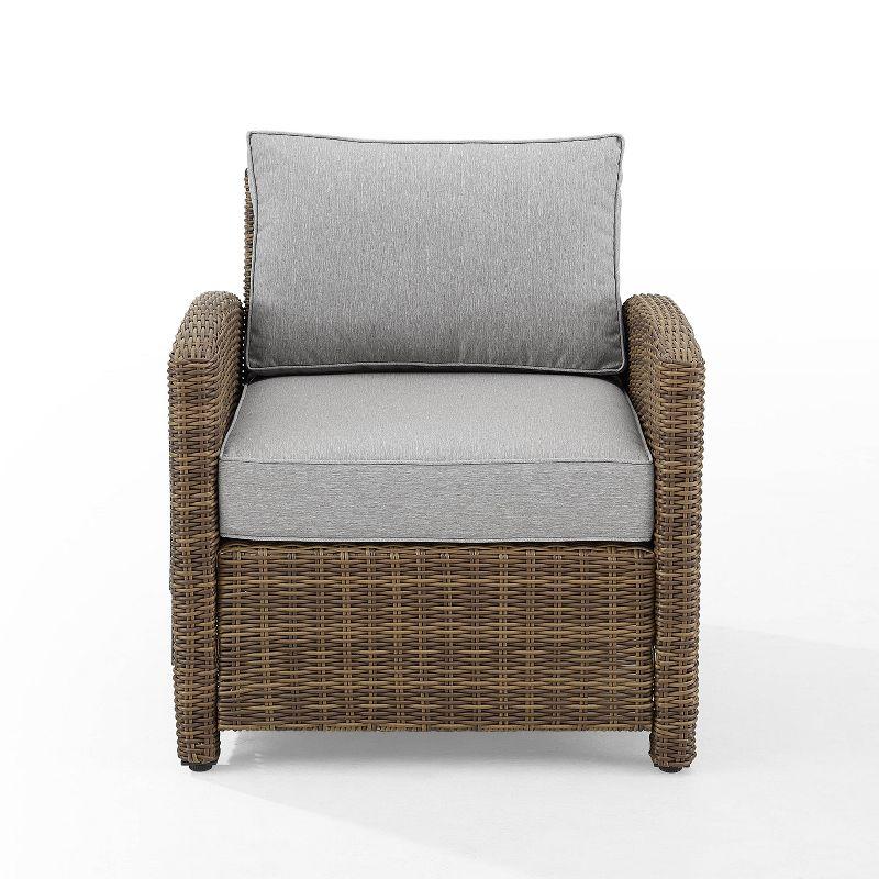 Bradenton Outdoor Wicker Arm Chair - Gray/Weathered Brown - Crosley: Steel Frame, UV-Resistant Patio Accent Chair