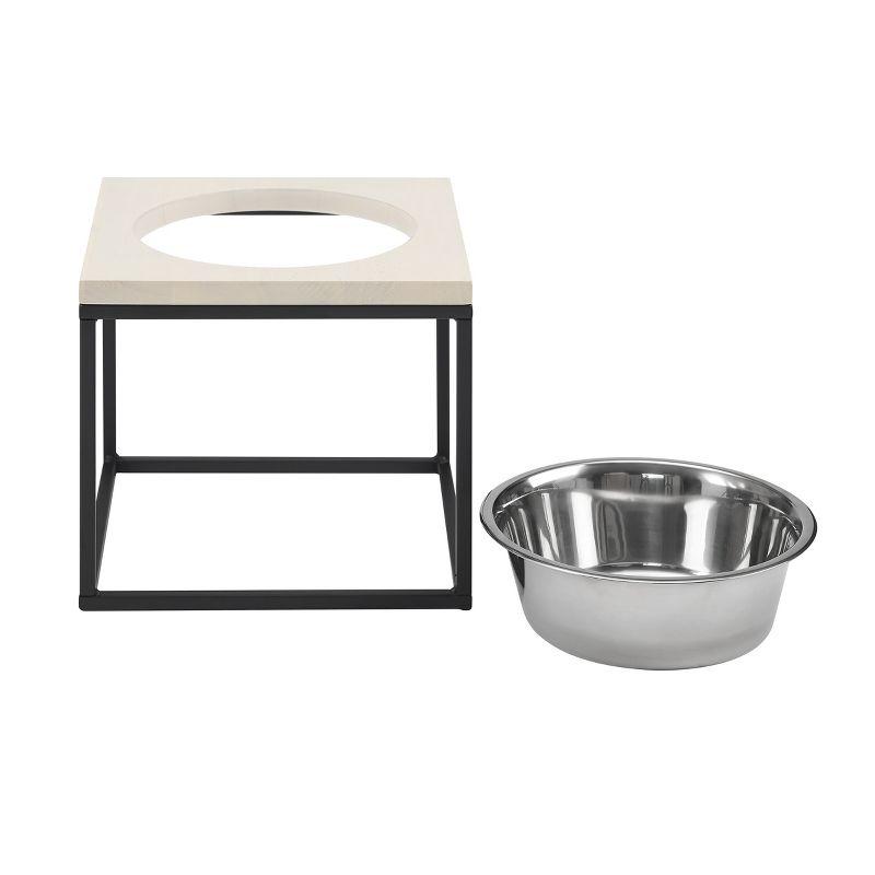 Elevated Dual Stainless Steel Pet Bowls with Wood Frame