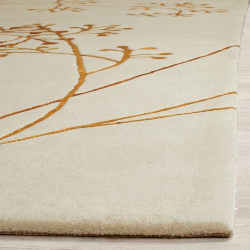 Ivory and Orange Hand Tufted Wool Runner Rug