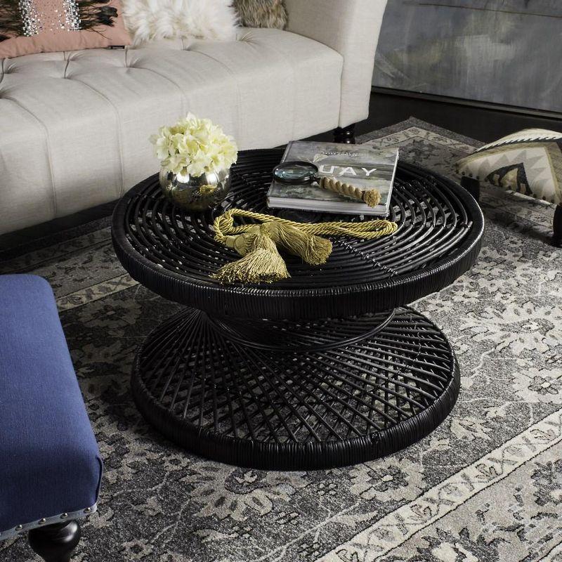 Urban Oasis 32'' Black Rattan Round Coffee Table