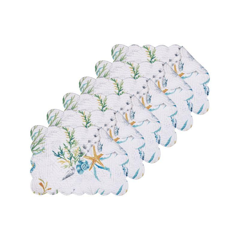 Marlowe Sound White and Blue Cotton Placemat Set of 6