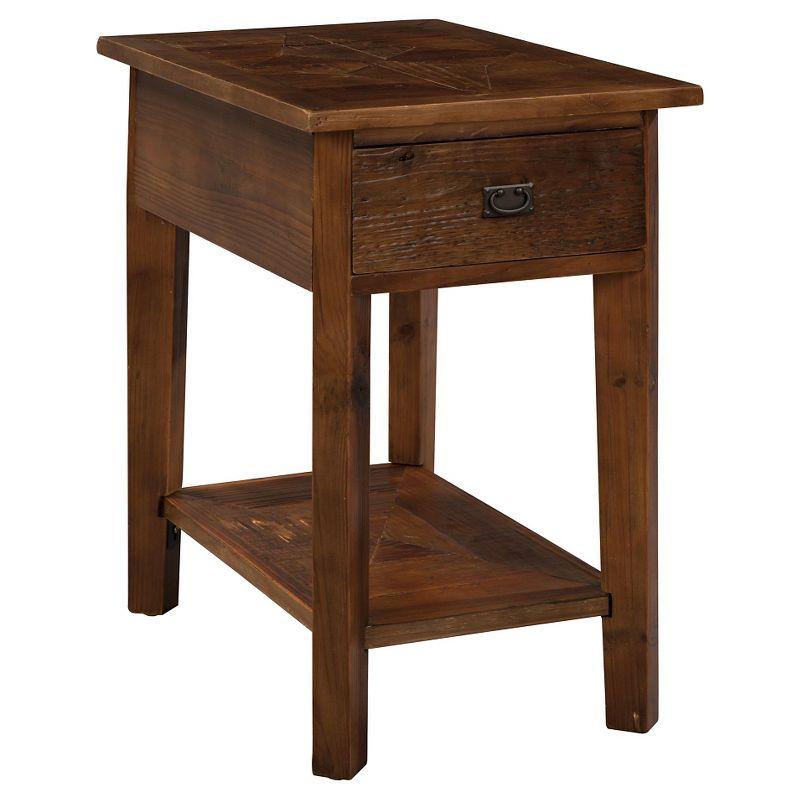 Revive Reclaimed Chairside Table Natural - Alaterre Furniture: Hardwood Frame, Storage Drawer & Shelf