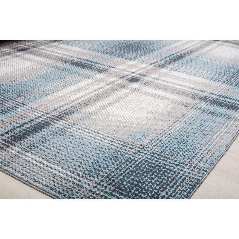 Rugs America Jaelyn JD50A Baltic Rapids Plaid Contemporary Blue Area Rug for Dining Room Rug Neutral Rug Living Room Rug Kitchen, 8'0"X10'0"