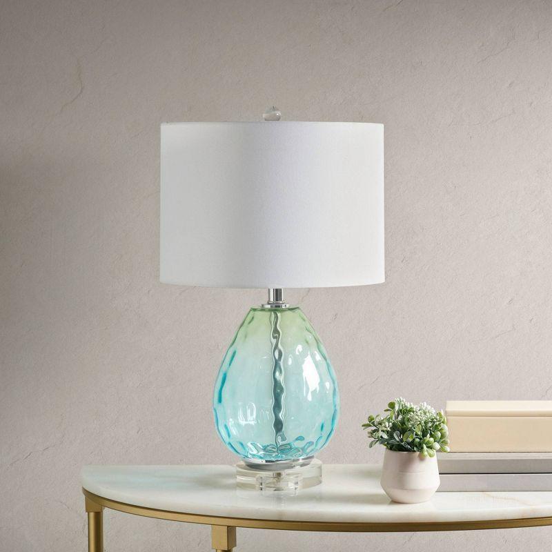 Martha Stewart Borel Ombre Glass Table Lamp: Modern Drum Shade, 72" Cord, 510 Design