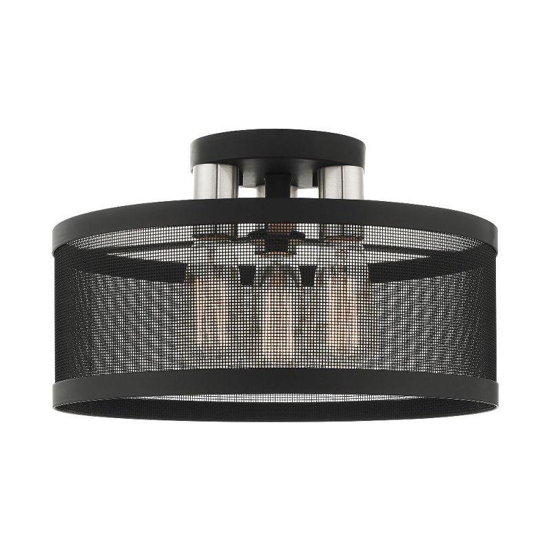 Livex Lighting Industro 3 - Light Semi-Flush Mount in  Black/Brushed Nickel