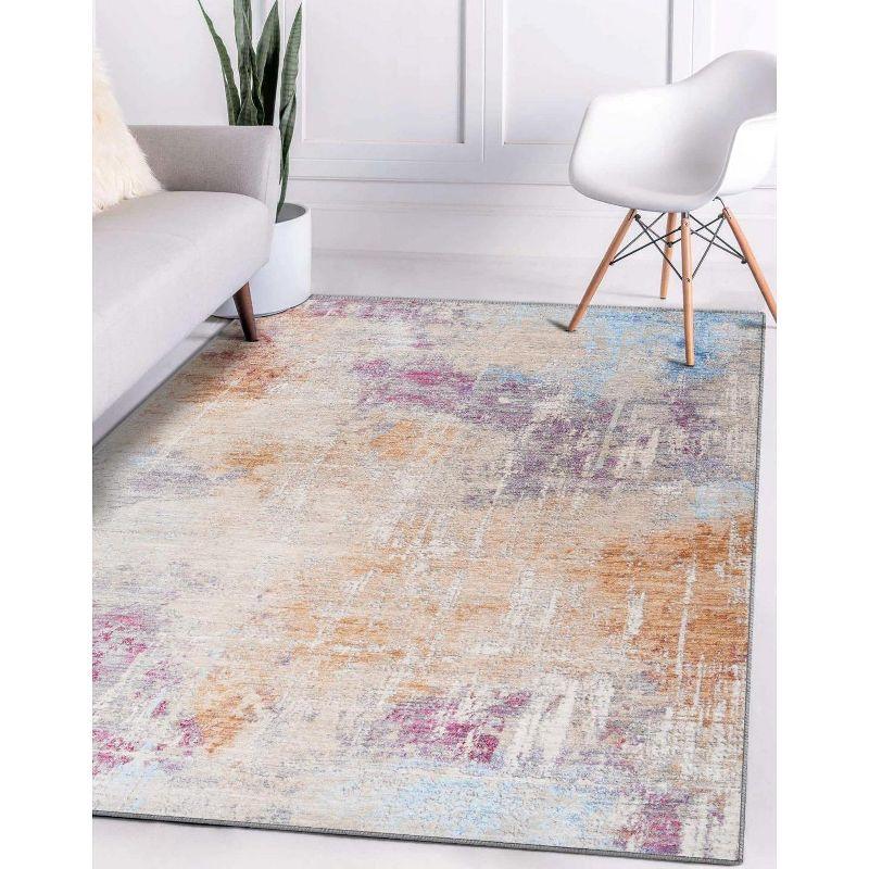 Multicolor Abstract Medium Pile Area Rug 5' x 7'