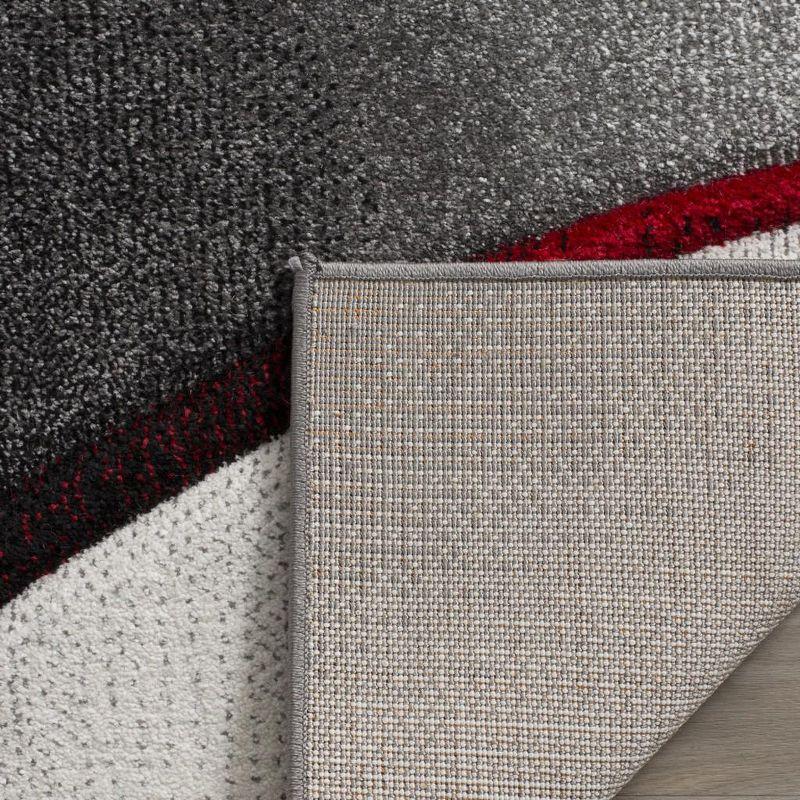 Hollywood HLW712 Machine Made Runner Rug - 2'3"x20' - Grey/Red - Safavieh