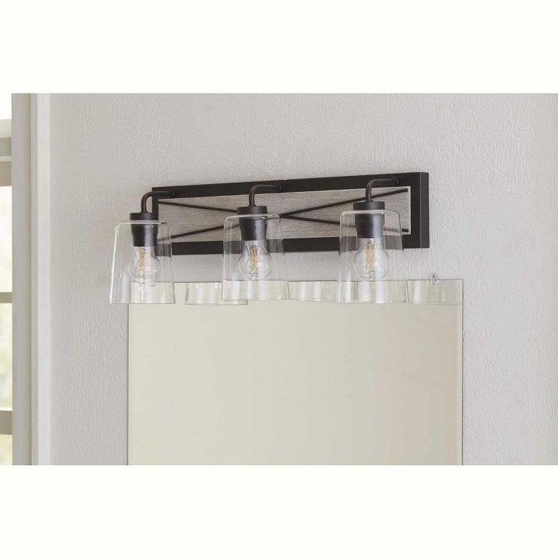 Progress Lighting Briarwood 3-Light Bath Vanity in Antique Bronze with Clear Glass Shades