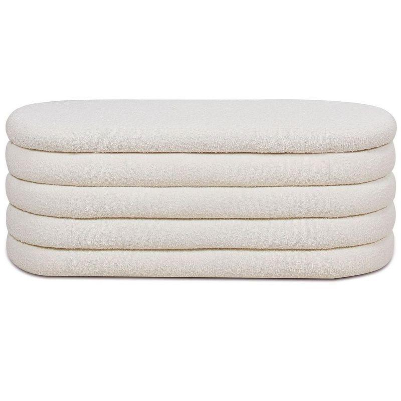 Everly Quinn Boucle Upholstered Storage Bench