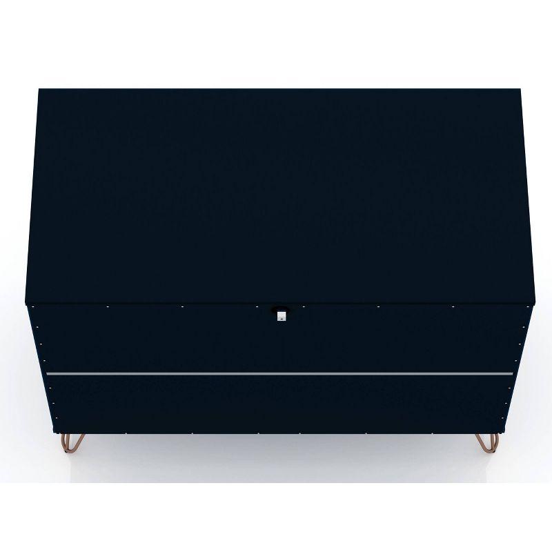 Manhattan Comfort Set of 2 Rockefeller 3 Drawer Dresser Tatiana Midnight Blue: MDF Bedroom Storage, Easy-Glide, Includes Anti-Tip Hardware