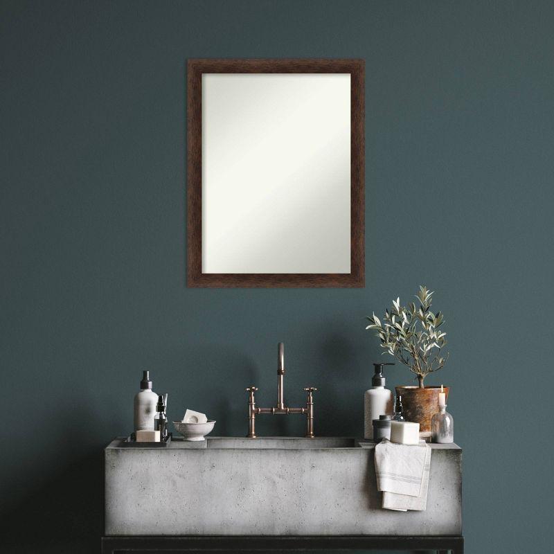 21"x27" Non-Beveled Narrow Wood Bathroom Wall Mirror Warm Walnut - Amanti Art: Modern Rectangular Vanity, Wall Mounted, Includes Hardware