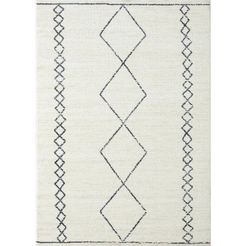 Cream Geometric Synthetic 8' x 10' Area Rug