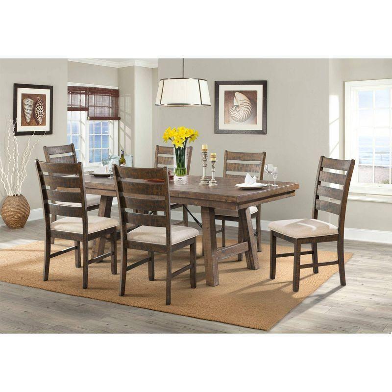 Dex Ladder Back Side Chair Set Walnut Brown /Cream Upholstery - Picket House Furnishings