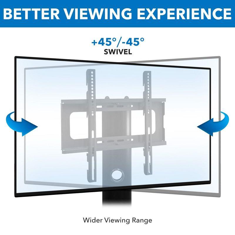 Mount-It! Height Adjustable Floor TV Stand with Mount and Tempered Glass Shelves for Storage, Entertainment Center with TV Mount, Fits 32 - 55 in.