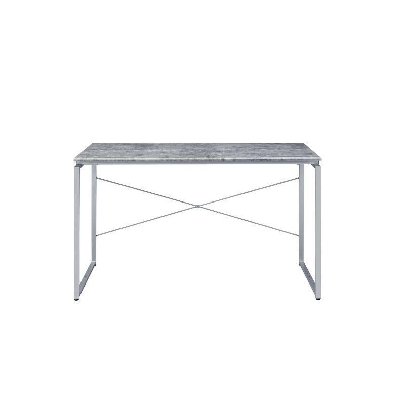 Faux Concrete and Silver Writing Desk with Wood Top