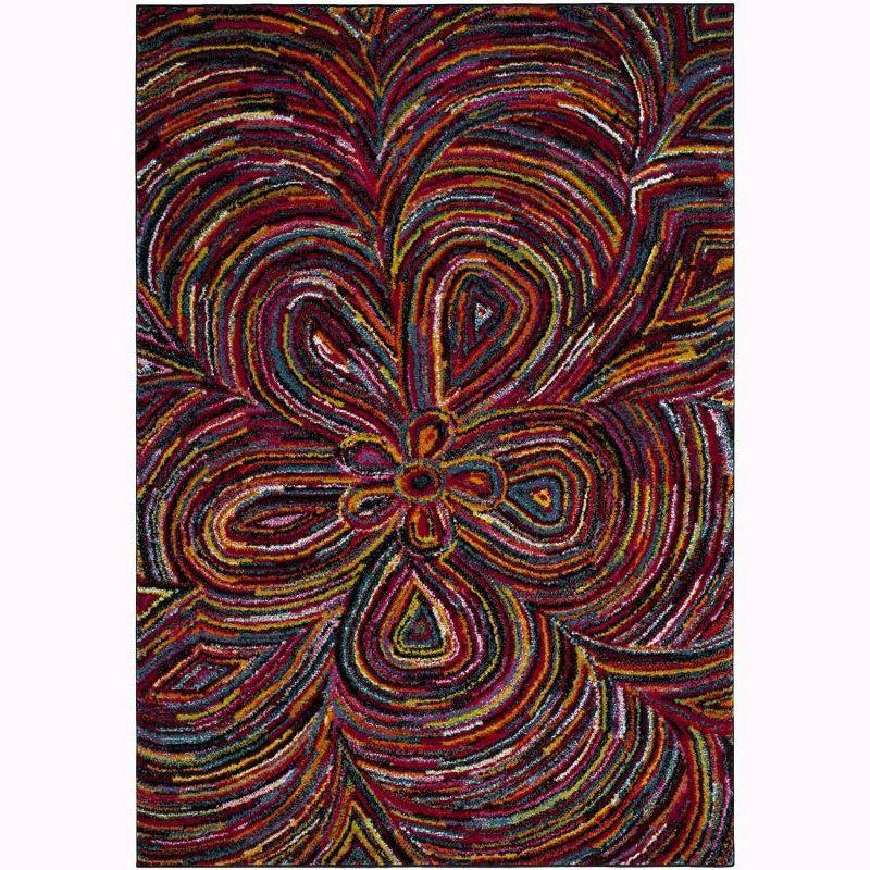 Psychedelic Art Inspired Multicolor Synthetic 4' x 6' Area Rug