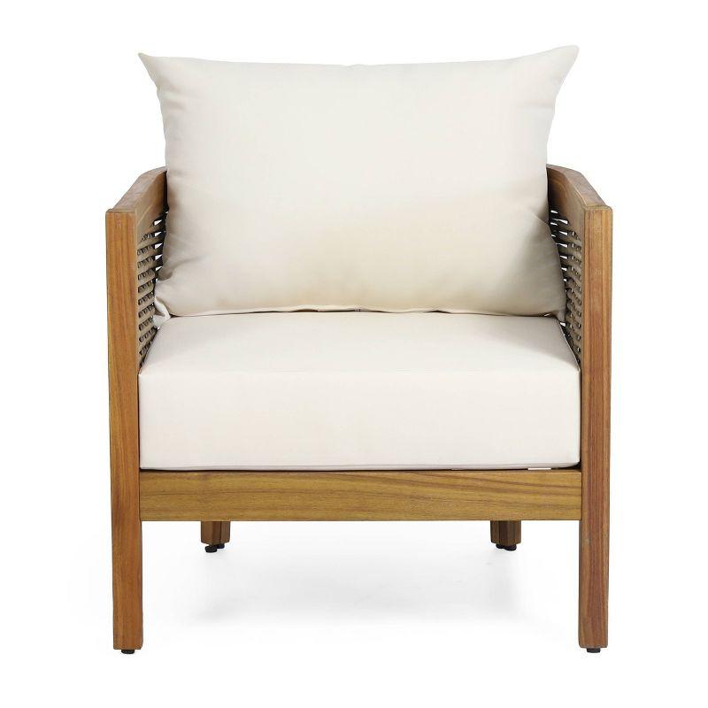 Burchett 2pk Outdoor Acacia Wood Club Chairs with Cushions: Weather-Resistant, UV-Resistant - Christopher Knight Home