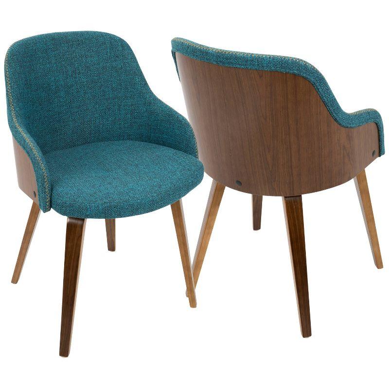 Teal Upholstered Scandinavian Arm Chair with Wood Frame