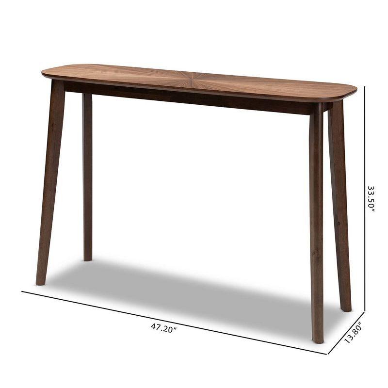 Baxton Studio Wendy Wood Console Table Walnut: Rubberwood Entryway Furniture, Sunburst Pattern, Mid-Century Design