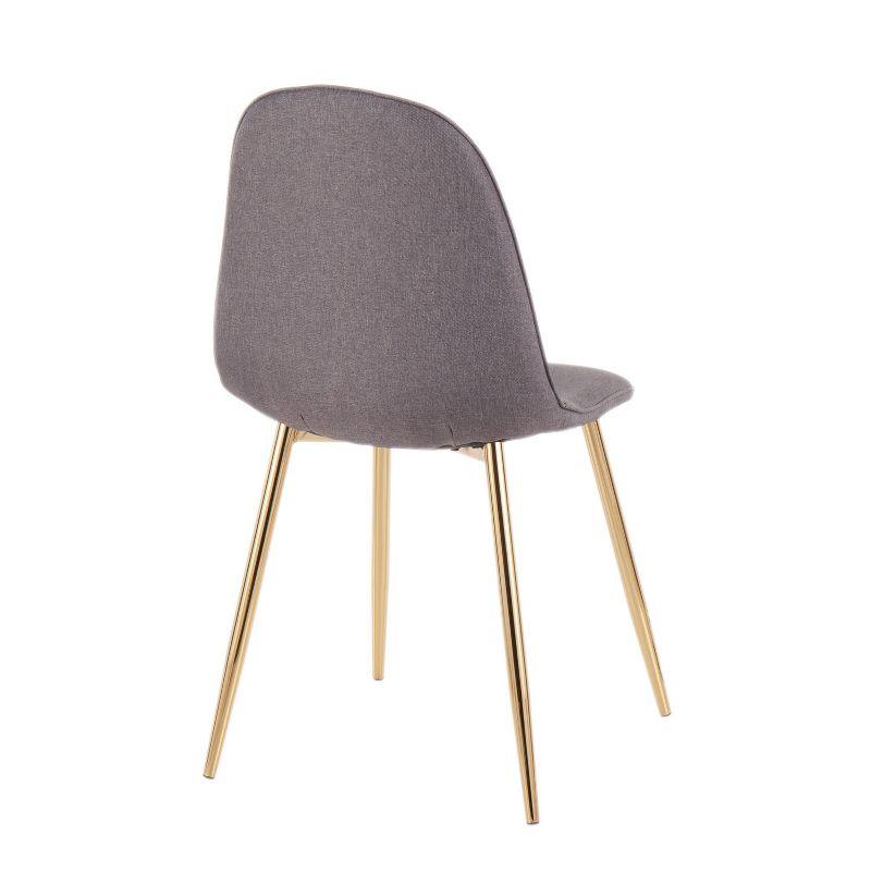 Set of 2 Pebble Contemporary Dining Chairs Gold/Charcoal: Upholstered, Metal Legs - LumiSource