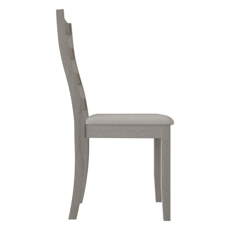 ChaletPosh White Wooden Dining Chair With Warm Grey Cover (Set of 2)