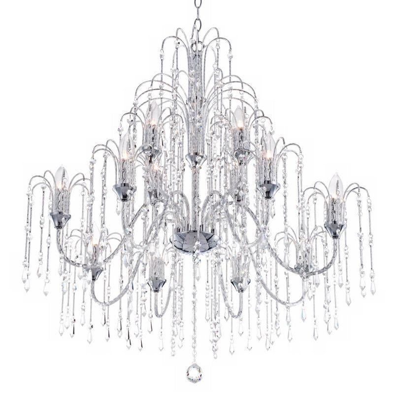 Vienna Full Spectrum Crystal Rain Chrome Chandelier 33" Wide Modern 12-Light Fixture for Dining Room House Foyer Kitchen Island Entryway Bedroom Home