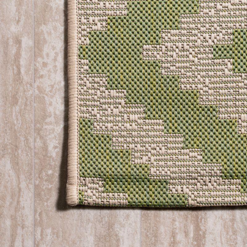 2'x10' Sintra Diamond  Indoor/Outdoor Runner Rug, Green/Cream - JONATHAN Y