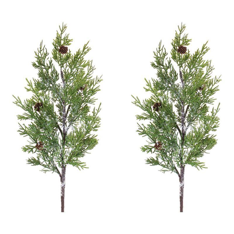 Green and White Plastic Pine Spray with Pinecones, 28"