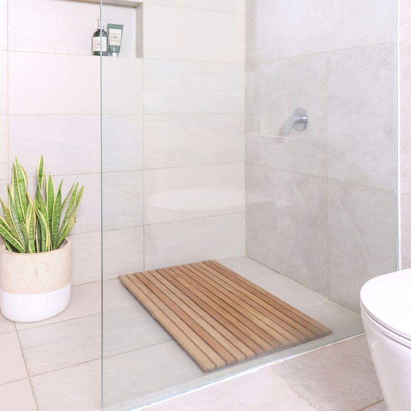 Nordic Teak 31.4" x 19.6" Natural Shower and Bath Mat - Beige