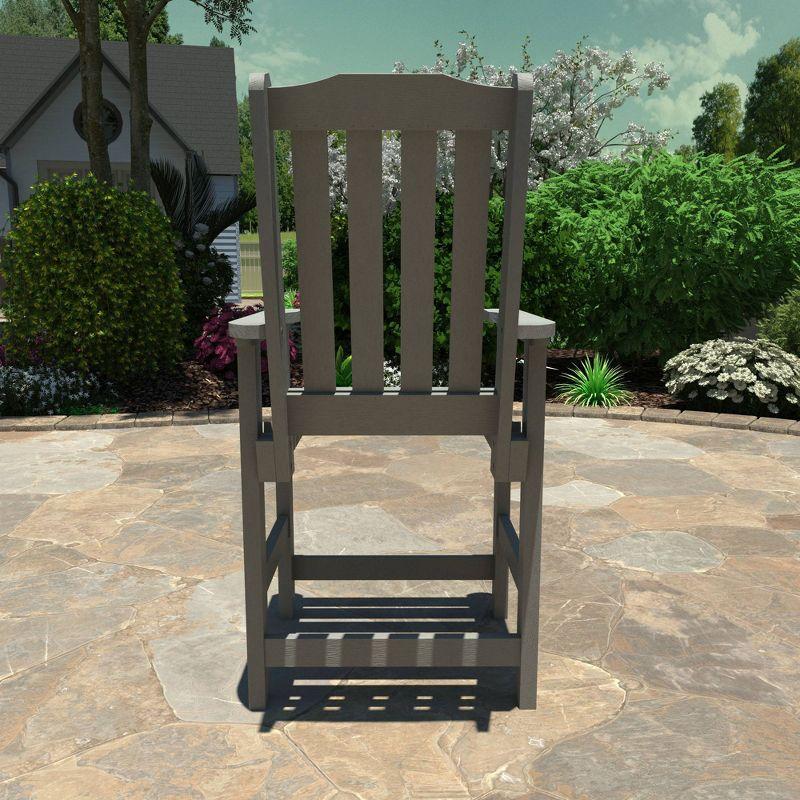 Gray Poly Resin Outdoor Counter Arm Chair