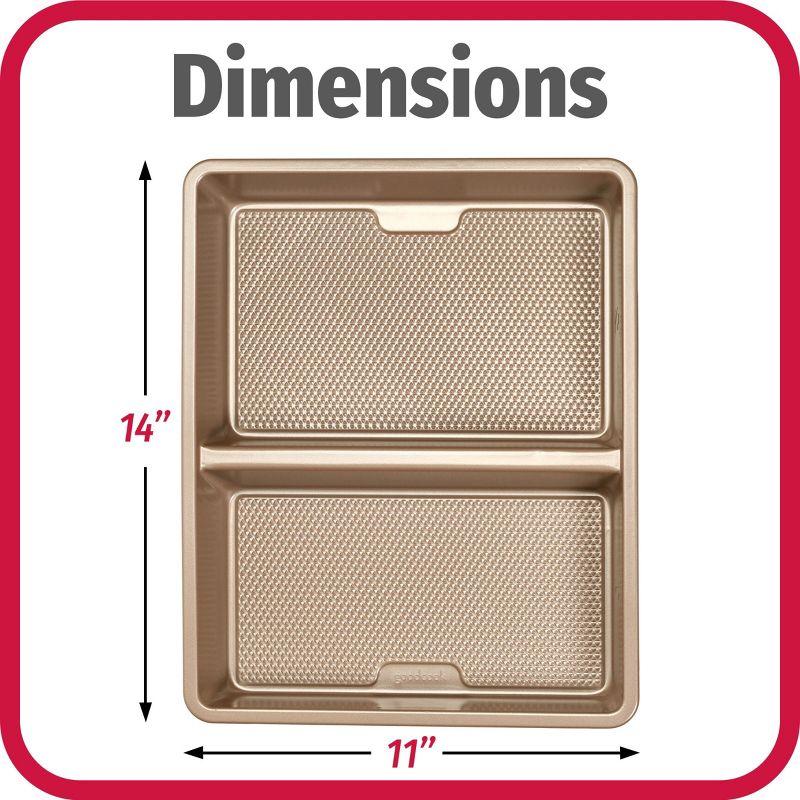 GoodCook 11"x14" Best Bake Nonstick Oblong Divided Pan: Carbon Steel Baking Tray, Dishwasher-Safe, Brown