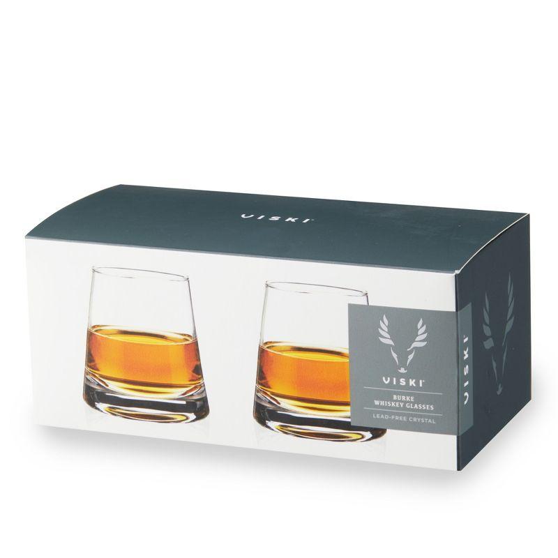 Viski Burke Whiskey Glasses with Pyramid Design, Rocks Glass, Lead-Free Crystal Angled Tumblers for Scotch and Cocktails, Clear, 8 Oz, Set of 2