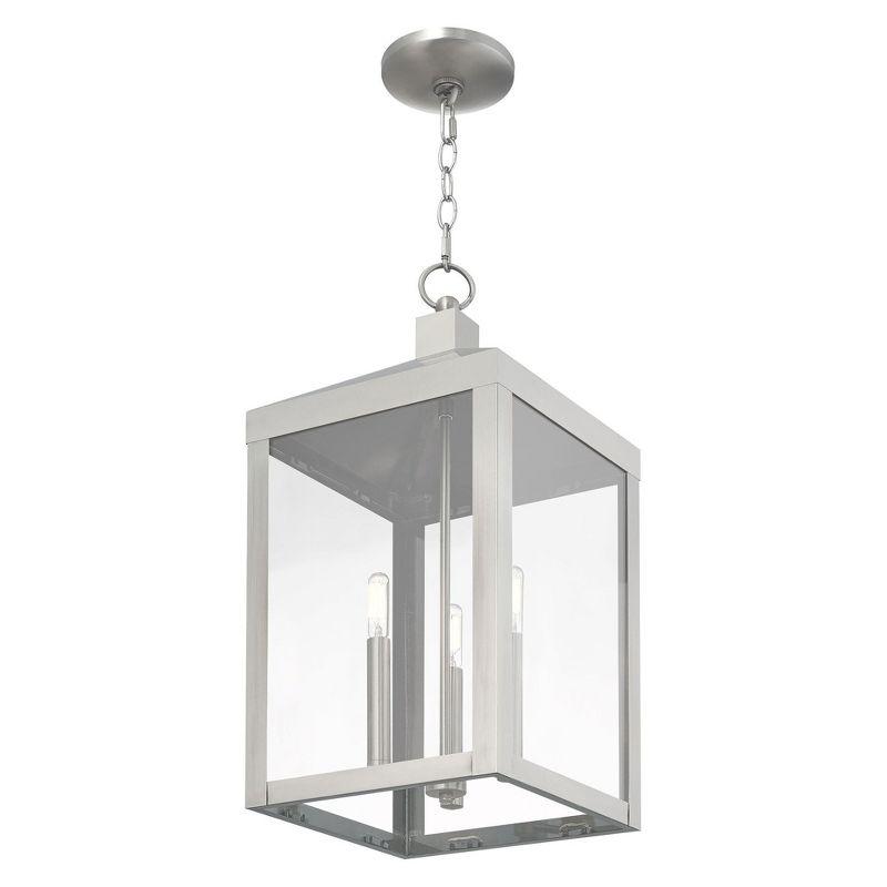 3 Light Outdoor Pendant Lantern with Clear Glass Shade