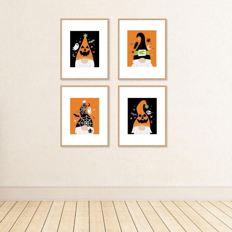 Big Dot of Happiness Halloween Gnomes - Unframed Spooky Fall Linen Paper Wall Art - Set of 4 - Artisms - 8 x 10 inches