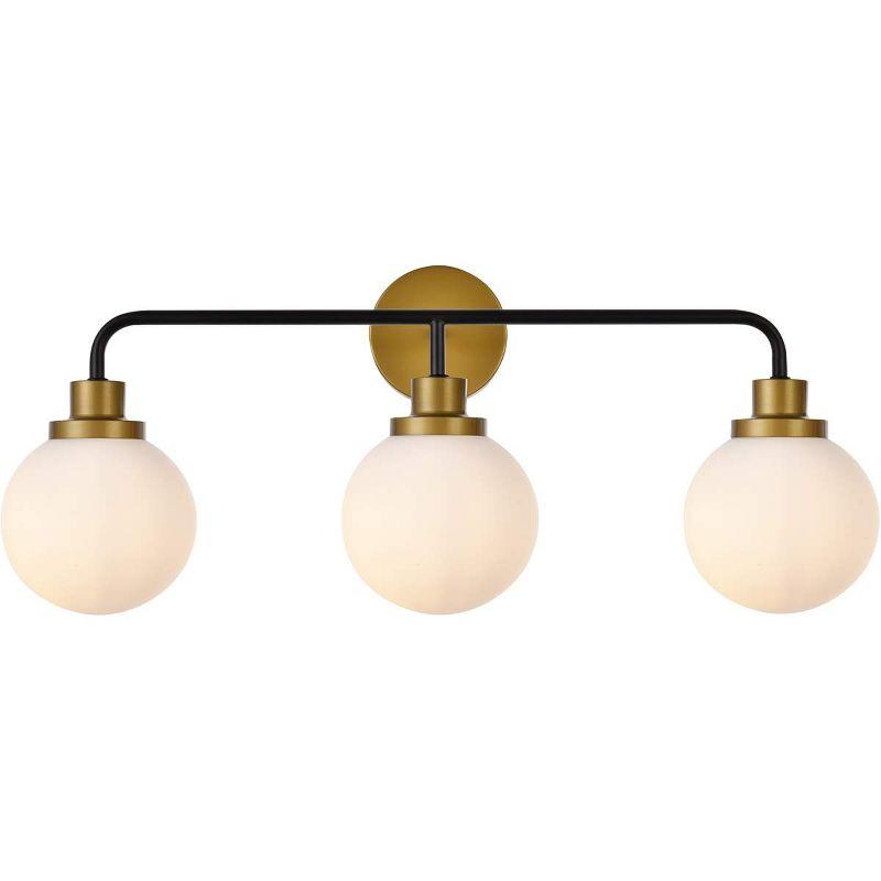 Elegant Lighting Hanson 3 lights bath sconce in black with brass with frosted shade