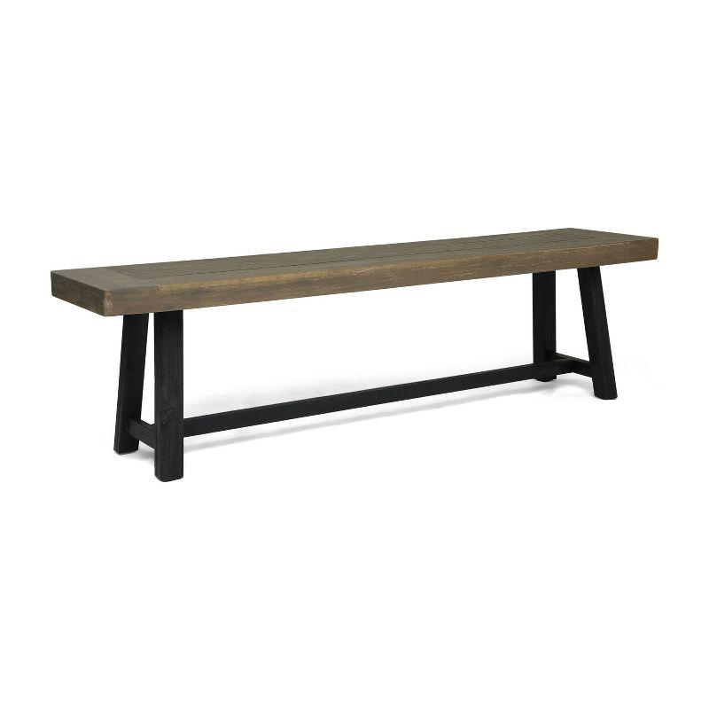 Christopher Knight Home 2pc Raphael Outdoor Bench Acacia Wood Sandblasted Gray/Black