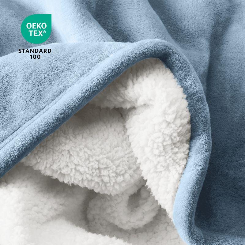 Light Blue Twin/Twin XL Faux Shearling Fleece Blanket by Bare Home