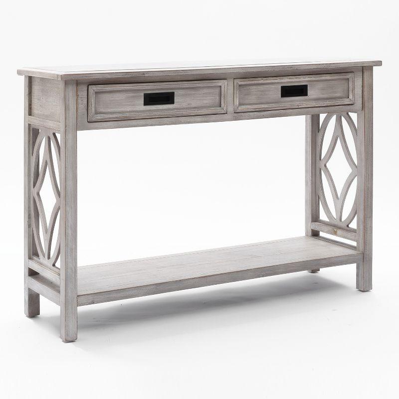 LuxenHome Gray Wood 2-Drawer 1-Shelf Console and Entryway Table