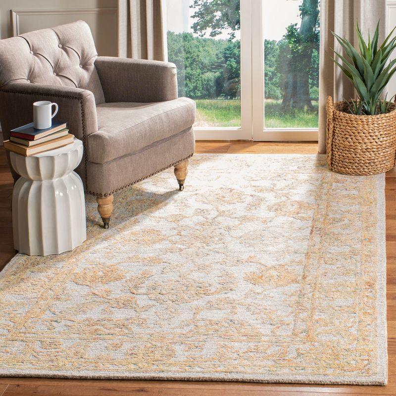 Beige and Gold Abstract Handmade Wool Area Rug