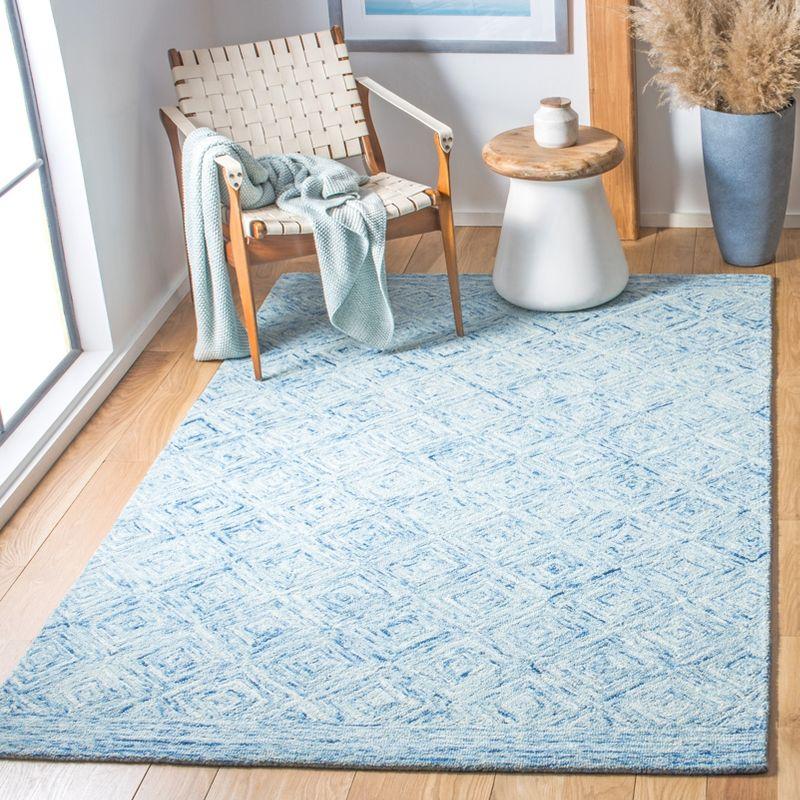 Boho Chic Blue Hand-Tufted Wool Rectangular Rug 4' x 6'