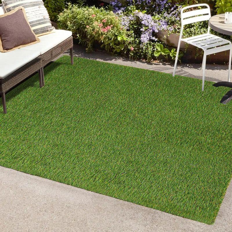 World Rug Gallery Artificial Turf Solid Grass Indoor Outdoor Area Rug