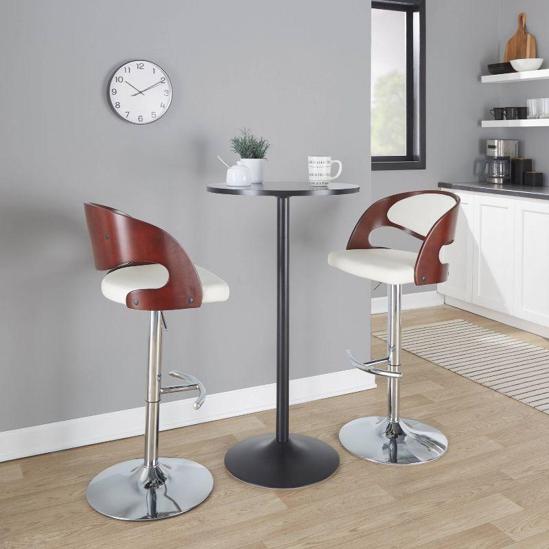 Set of 2 Pino Adjustable Barstools Cherry/White - LumiSource: Upholstered, Footrest, Counter Height