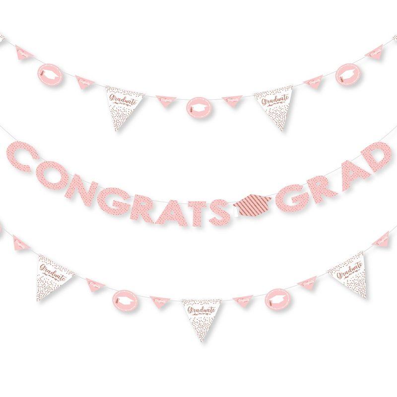 Big Dot of Happiness Rose Gold Grad - Graduation Party Letter Banner Decoration - 36 Banner Cutouts and Congrats Grad Banner Letters