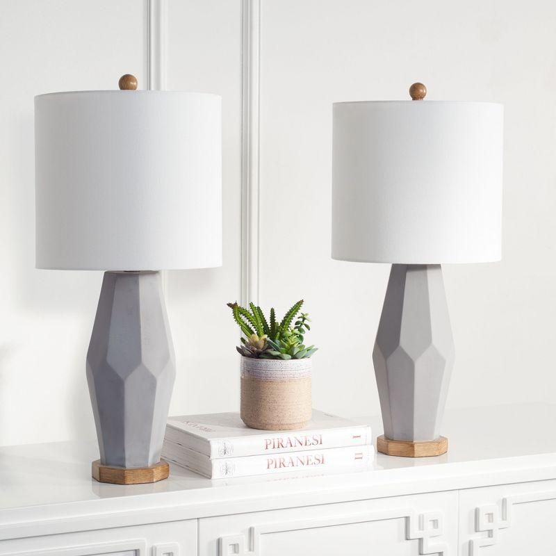 Arcadia 27" Adjustable Arc Table Lamps in White and Grey, Set of 2