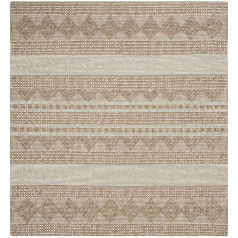 Beige and Ivory Hand-Tufted Wool Square Area Rug